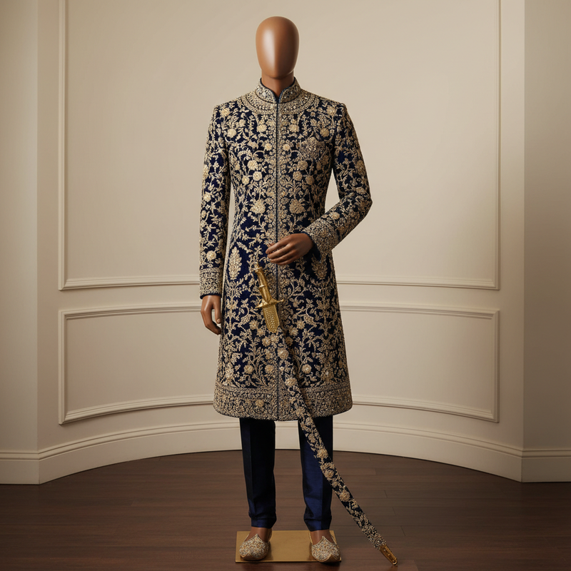 Mens sherwani Pakistani – luxury embroidered groom sherwani for wedding barat and walima