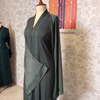 Abaya Open Front A006 hem and length detail closeup Bottle Green abaya online shopping Pakistan

