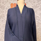 Embroidery work closeup on Blue abaya A004 open front abaya with dupatta Pakistan
