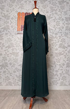 Abaya Open Front A002 hem and length detail closeup Green abaya online shopping Pakistan

