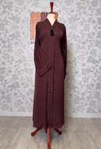 Abaya Open Front A003 hem and length detail closeup Maroon abaya online shopping Pakistan
