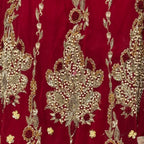Bridal lehenga online Pakistan BL022 dupatta – deep anari red with heavy matha patti border and light three-side border wedding lehenga
