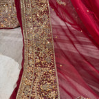 Bridal lehenga online Pakistan BL026 dupatta – deep anari red with thick heavy border on all four sides wedding lehenga
