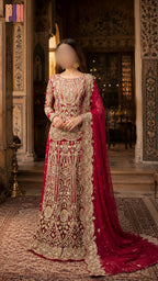 Bridal Lehenga Hand Work – Deep Red PAKISTAN PRICE