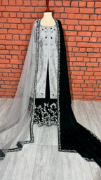 Bridal lehenga Pakistani BL036 full view – velvet open maxi tissue silk double dupatta dabka nakshi hand embroidery bridal lehenga design 2026
