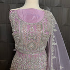 Bridal maxi for walima in Pakistan BM022 front view – baby pink net with dabka jewelry hand work double inner
