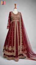 Bridal Maxi Hand Work Deep Anari Red - BM008