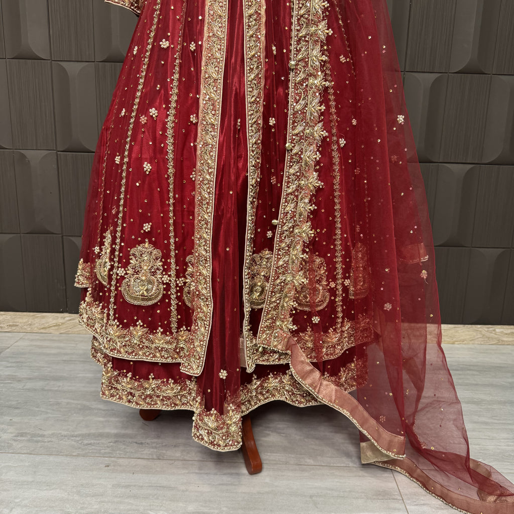 Bridal Maxi Hand Work Deep Anari Red - BM008