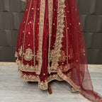 Bridal Maxi Hand Work Deep Anari Red - BM008