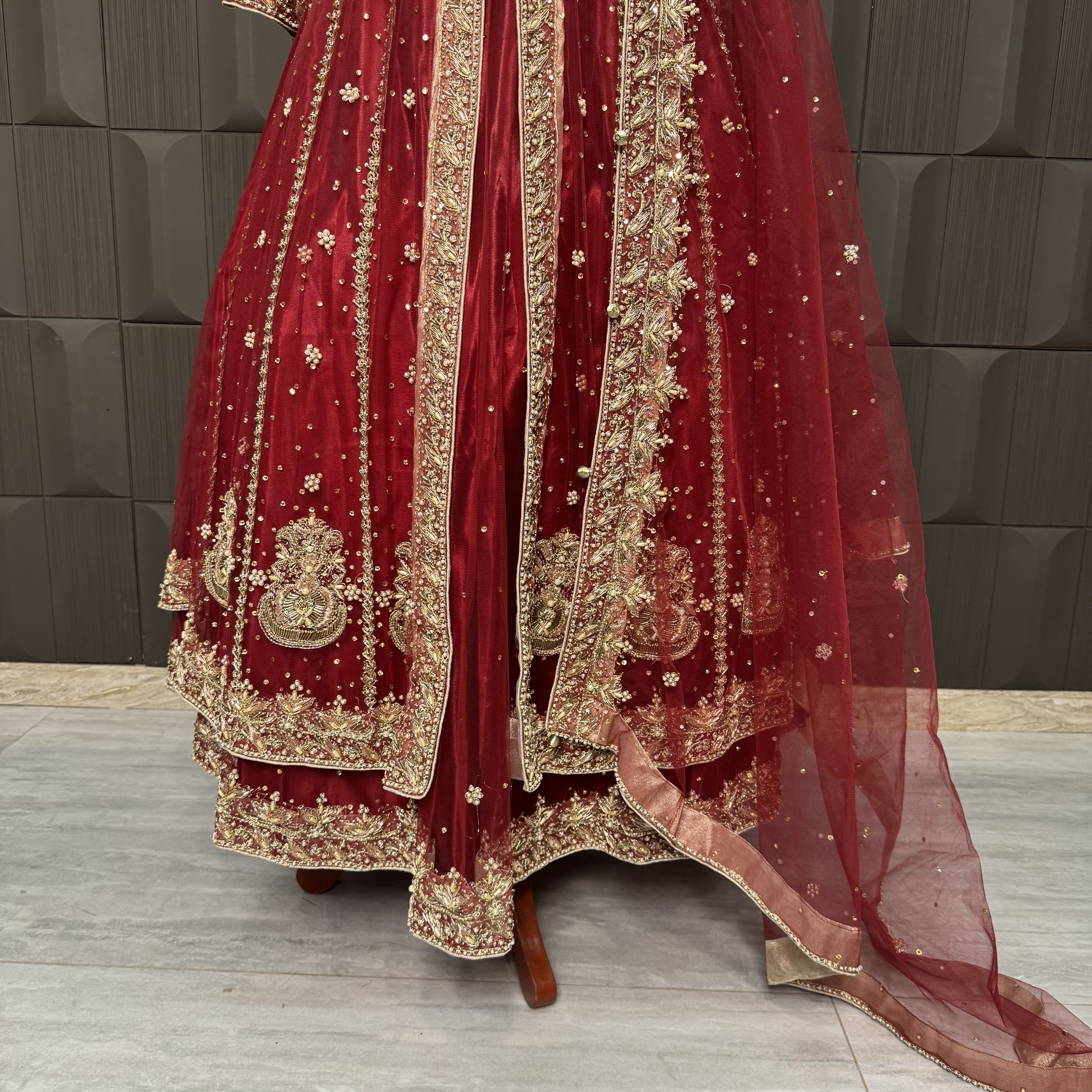 Bridal Maxi Hand Work Deep Anari Red - BM008