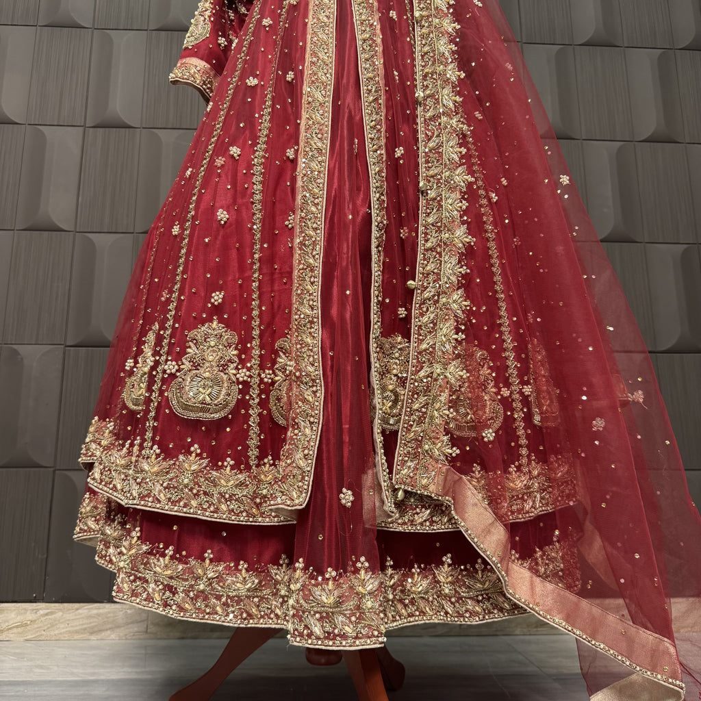 Bridal Maxi Hand Work Deep Anari Red - BM008