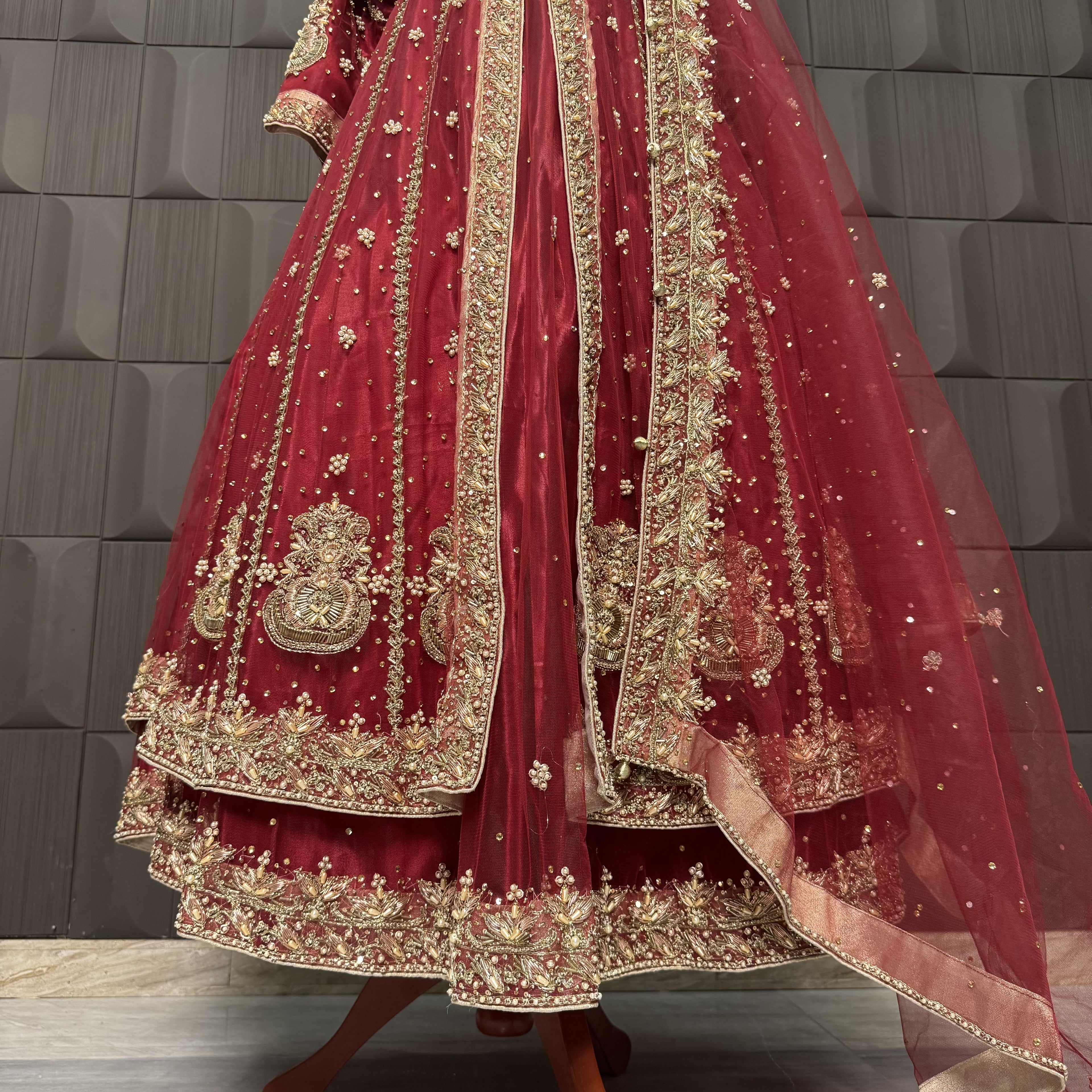 Bridal Maxi Hand Work Deep Anari Red - BM008