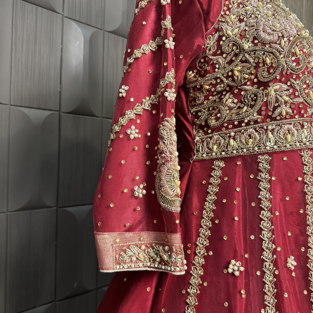 Bridal Maxi Hand Work Deep Anari Red - BM008
