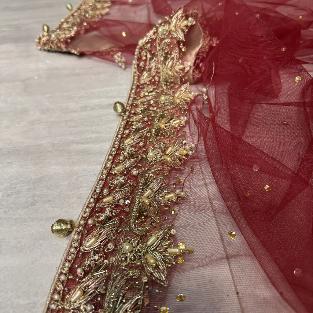 Bridal Maxi Hand Work Deep Anari Red - BM008