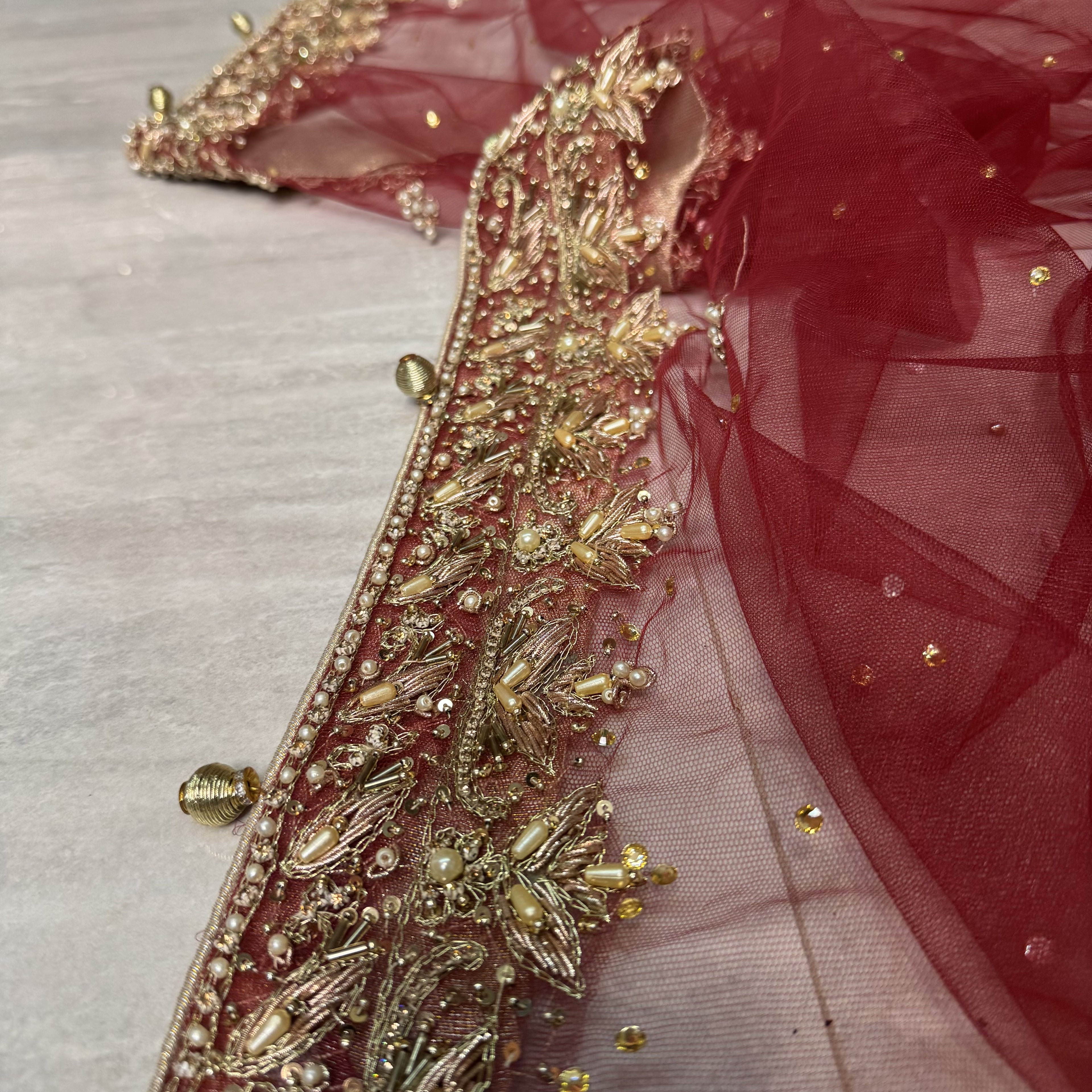 Bridal Maxi Hand Work Deep Anari Red - BM008