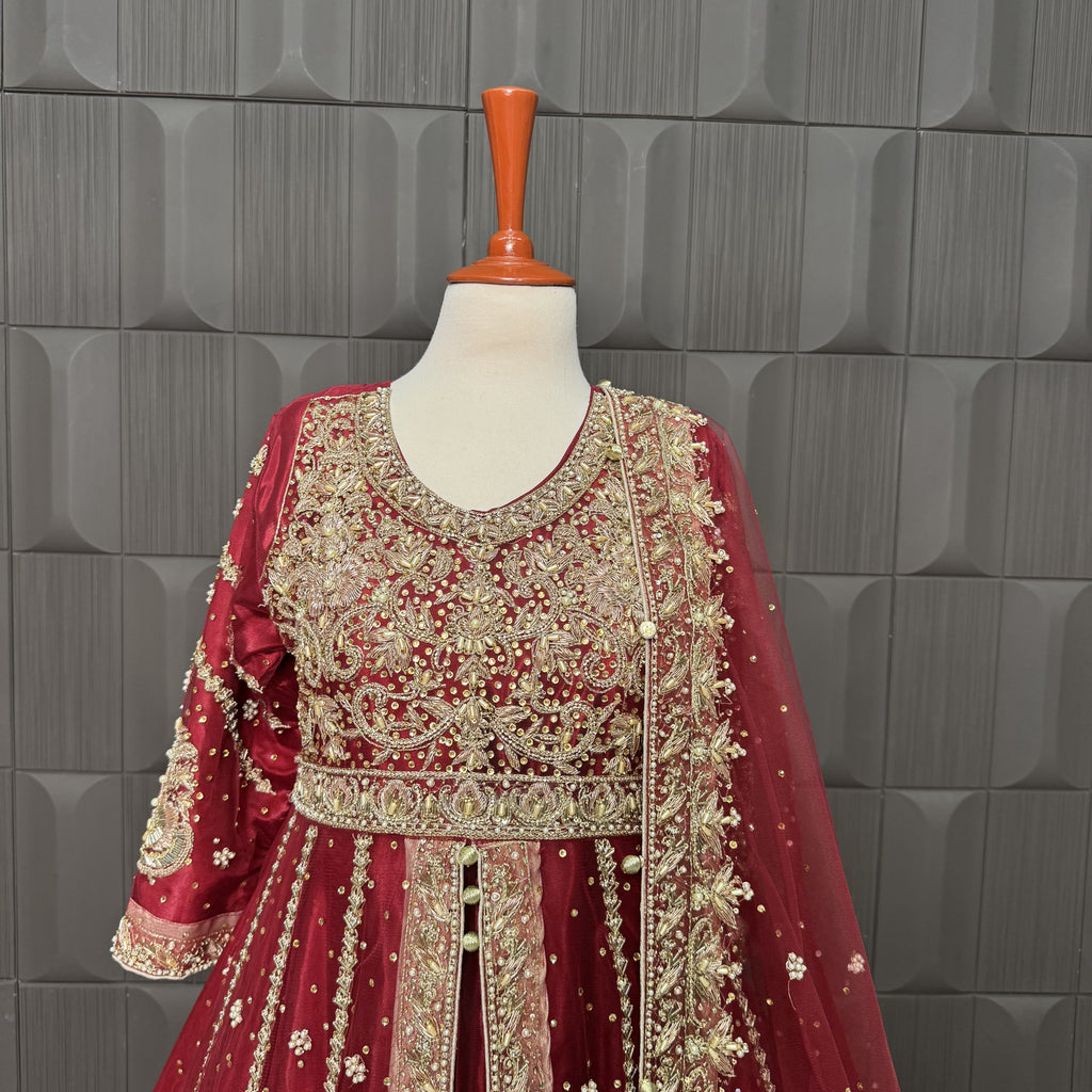 Bridal Maxi Hand Work Deep Anari Red - BM008