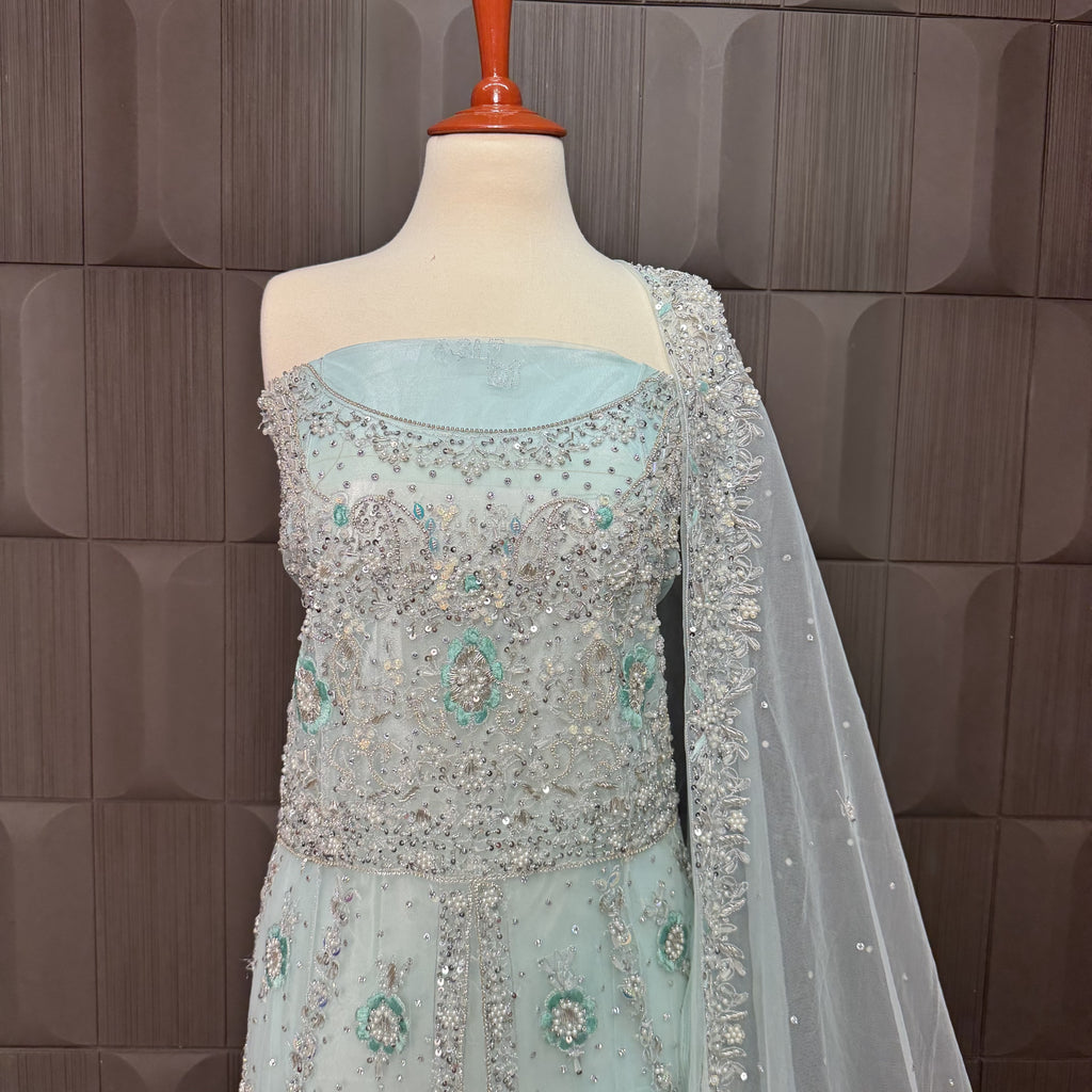 Bridal Maxi Hand Work Ice Blue - BM009