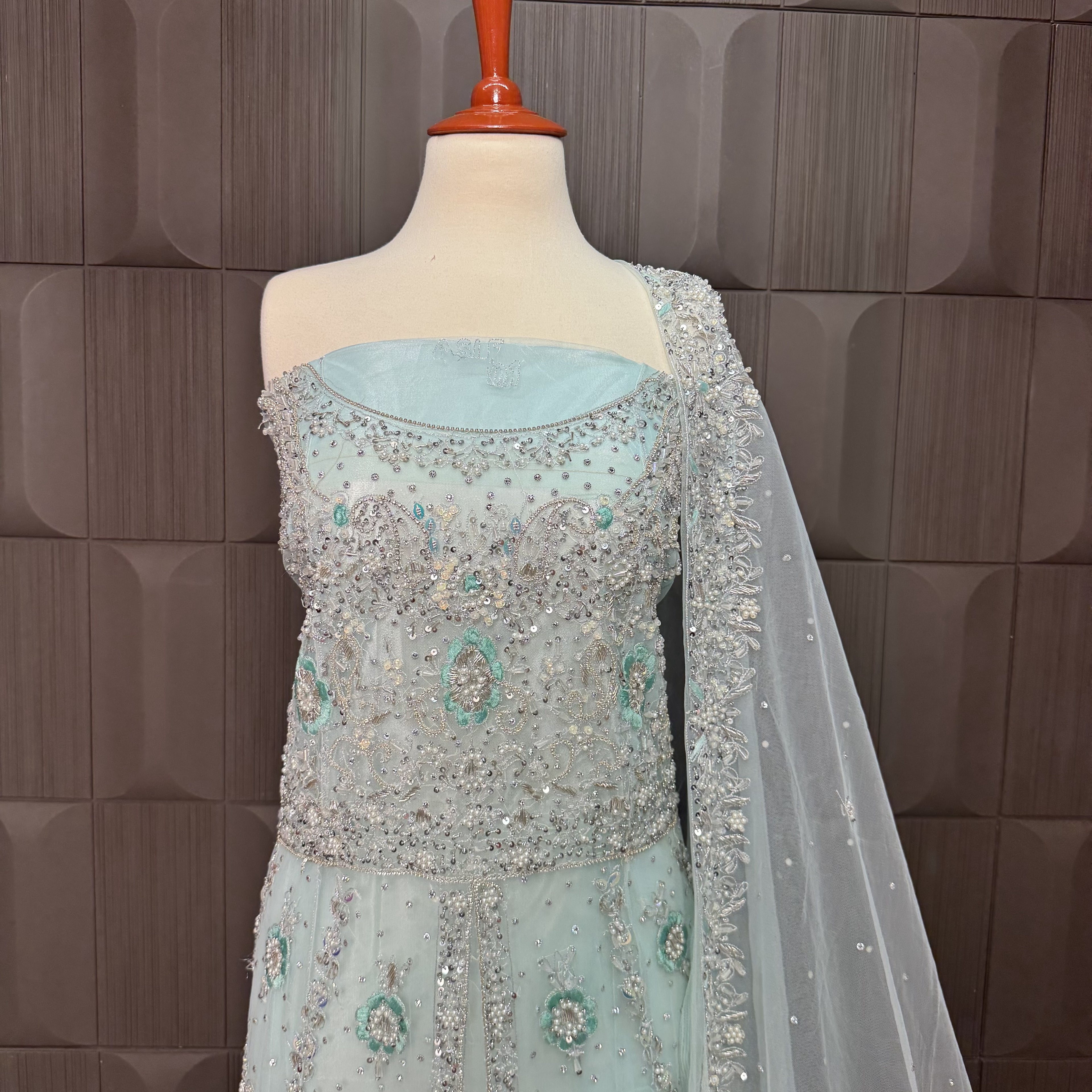 Bridal Maxi Hand Work Ice Blue - BM009