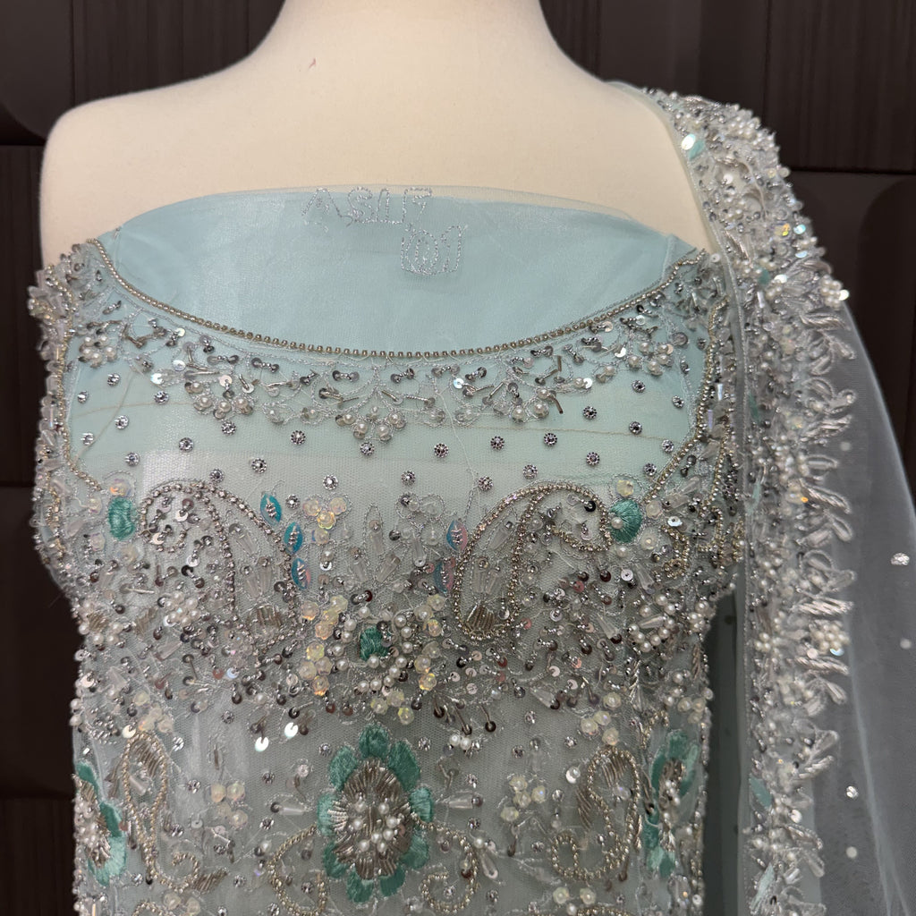 Bridal Maxi Hand Work Ice Blue - BM009