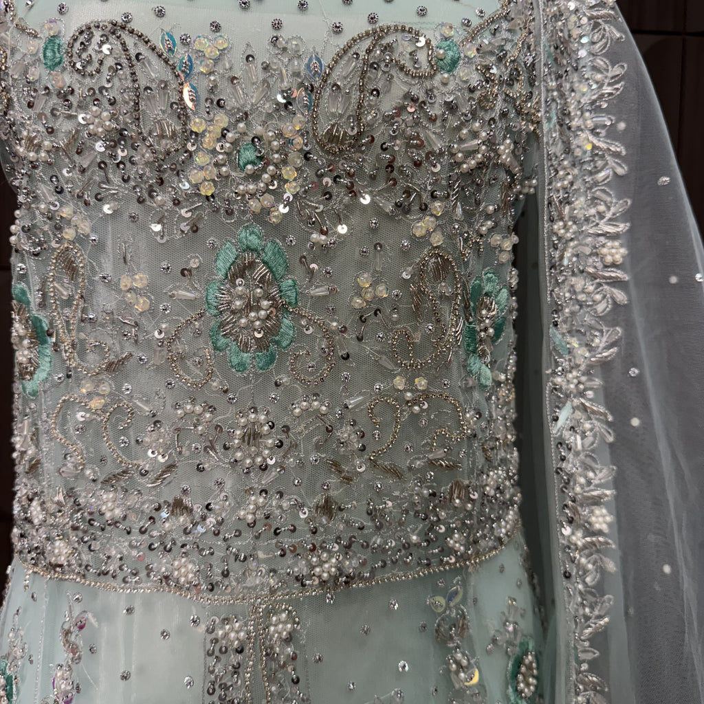 Bridal Maxi Hand Work Ice Blue - BM009