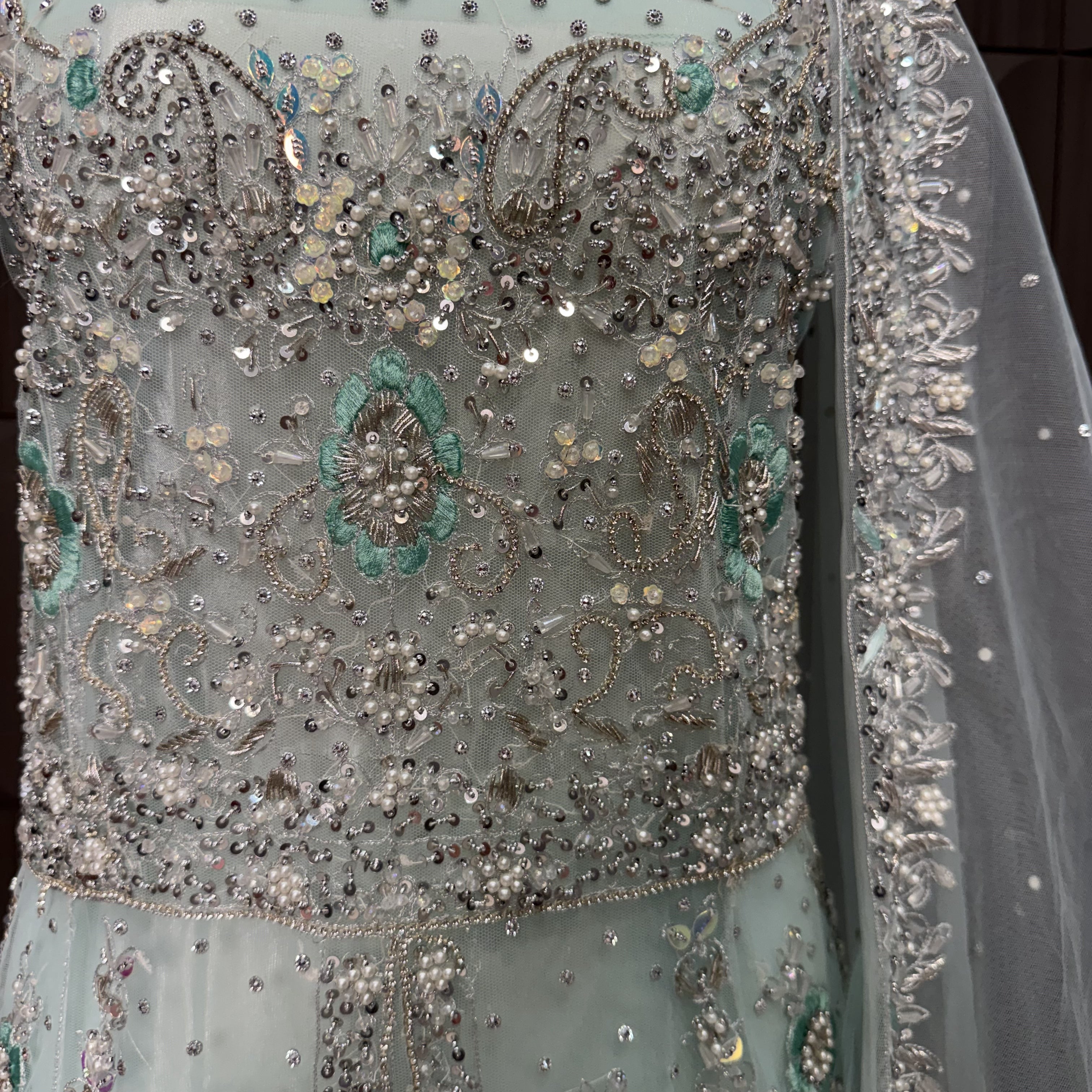 Bridal Maxi Hand Work Ice Blue - BM009