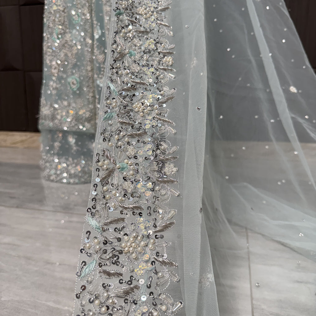 Bridal Maxi Hand Work Ice Blue - BM009