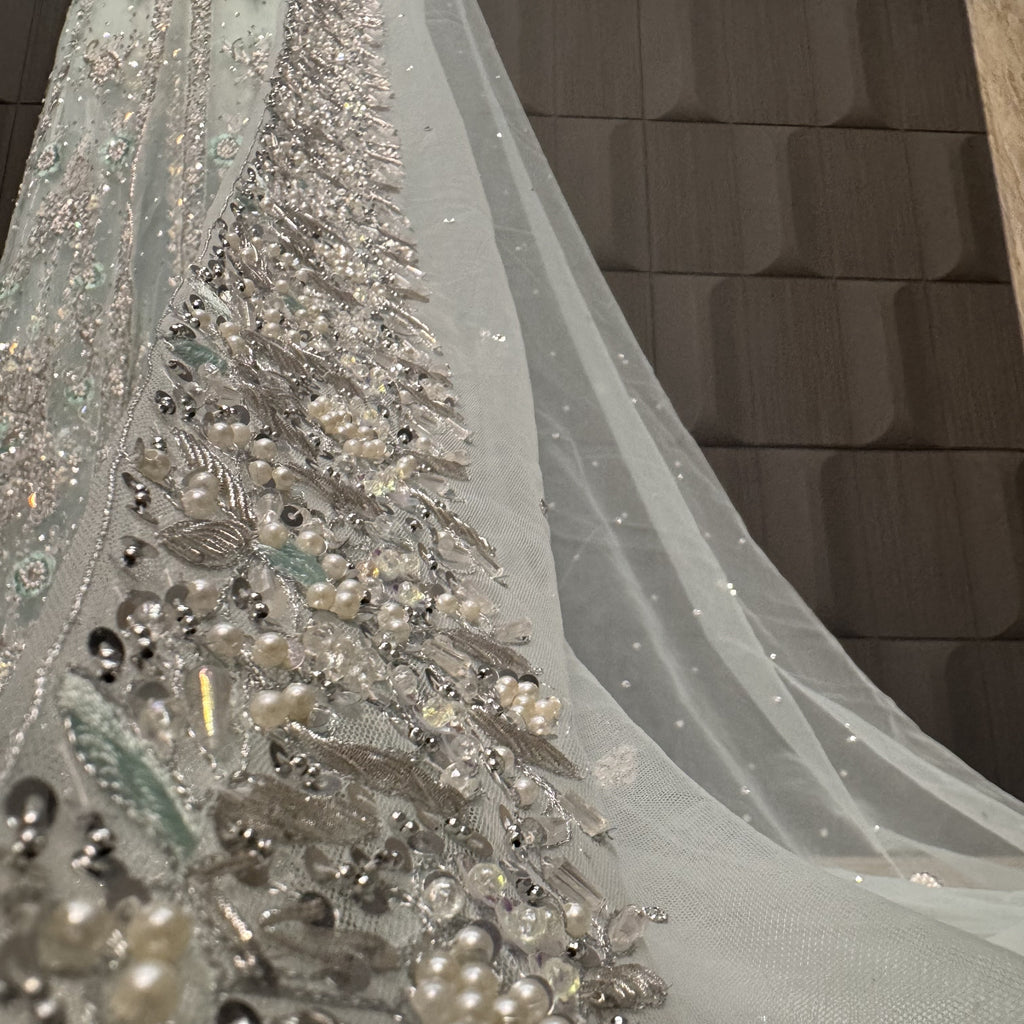 Bridal Maxi Hand Work Ice Blue - BM009