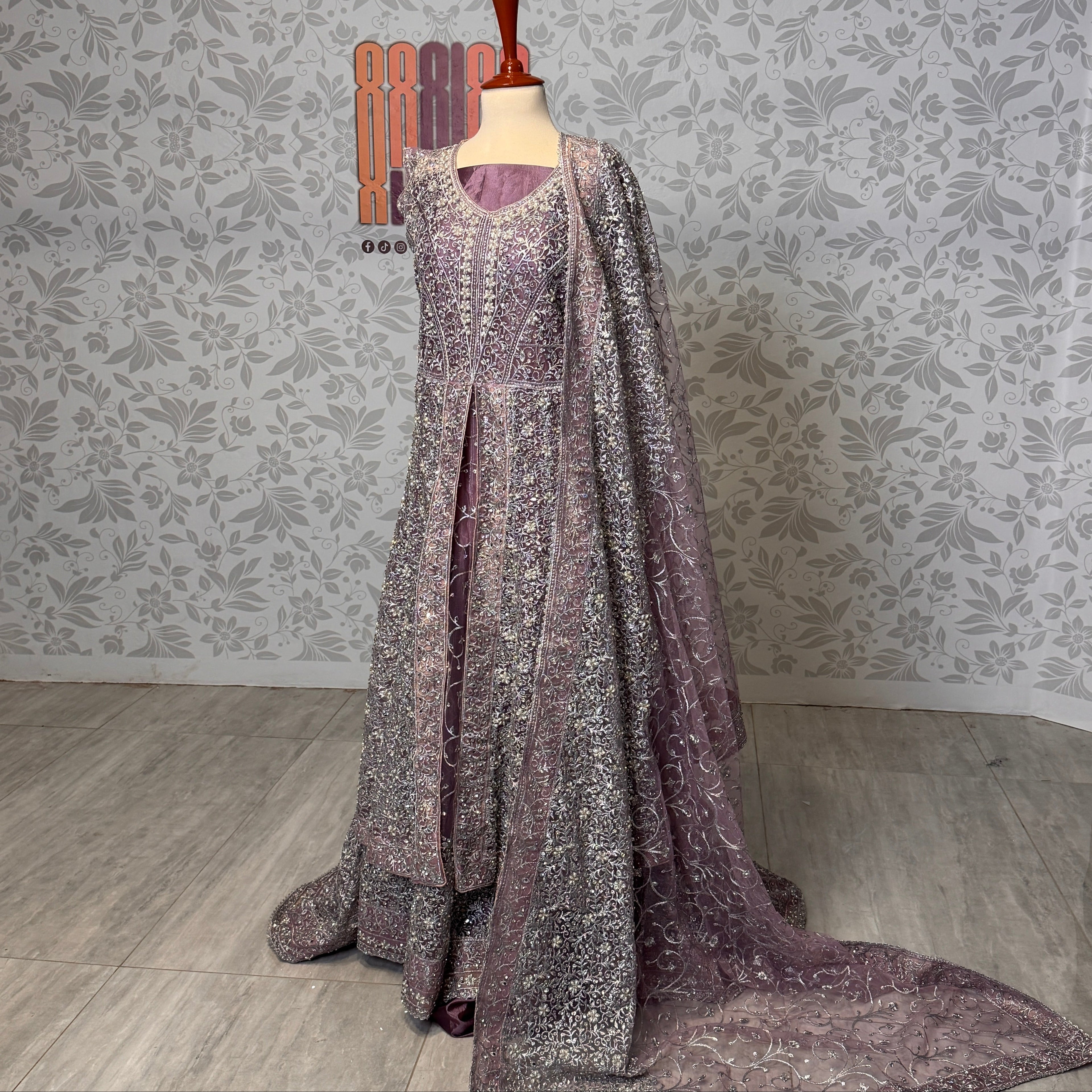 Bridal maxi for walima BM019 maxi view – lalic net with machine and stone embroidery bridal Pakistan
