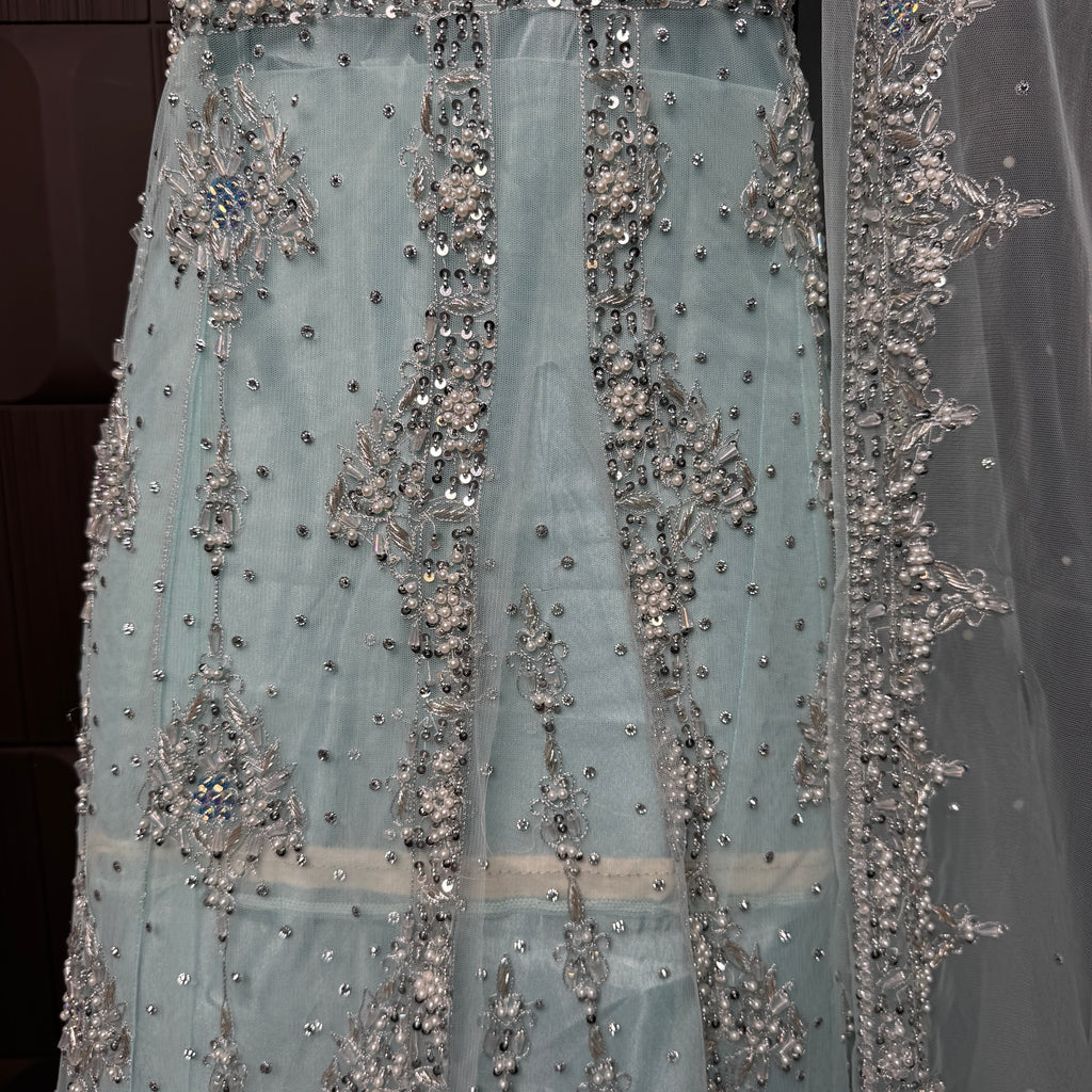 Bridal Maxi Hand Work Light Ice Blue - BM002