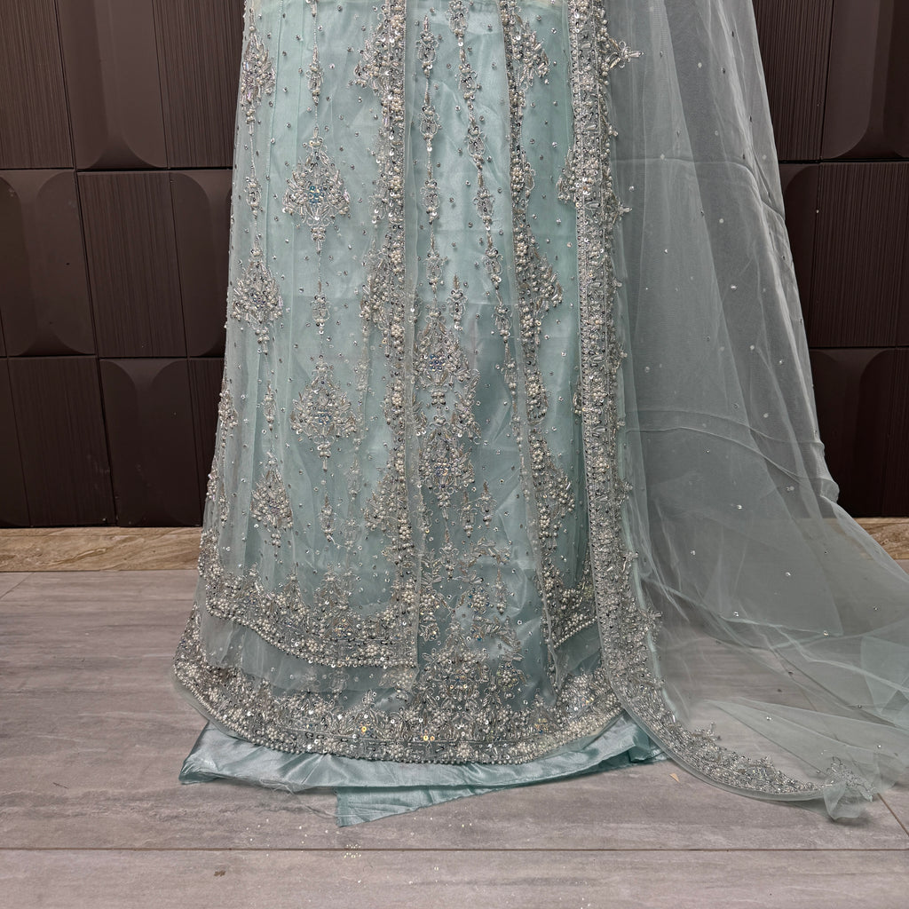 Bridal Maxi Hand Work Light Ice Blue - BM002