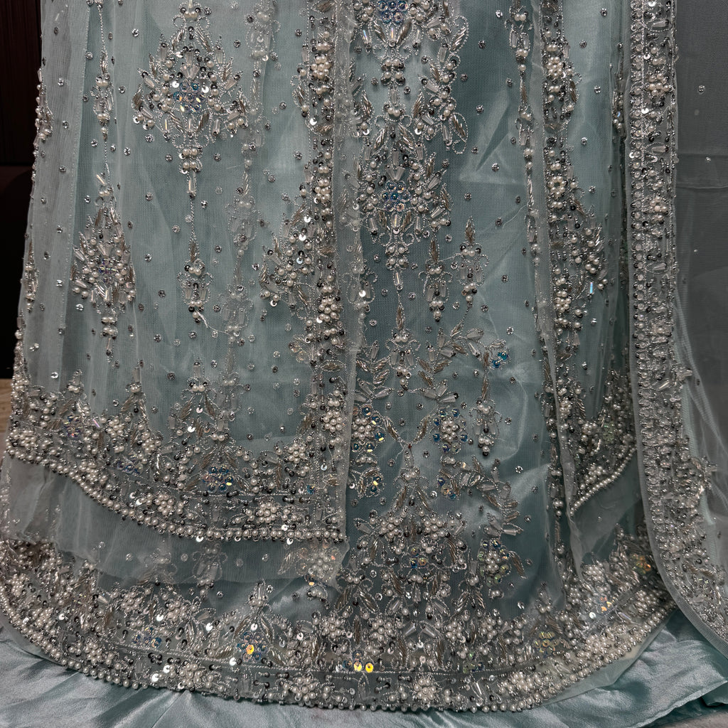 Bridal Maxi Hand Work Light Ice Blue - BM002