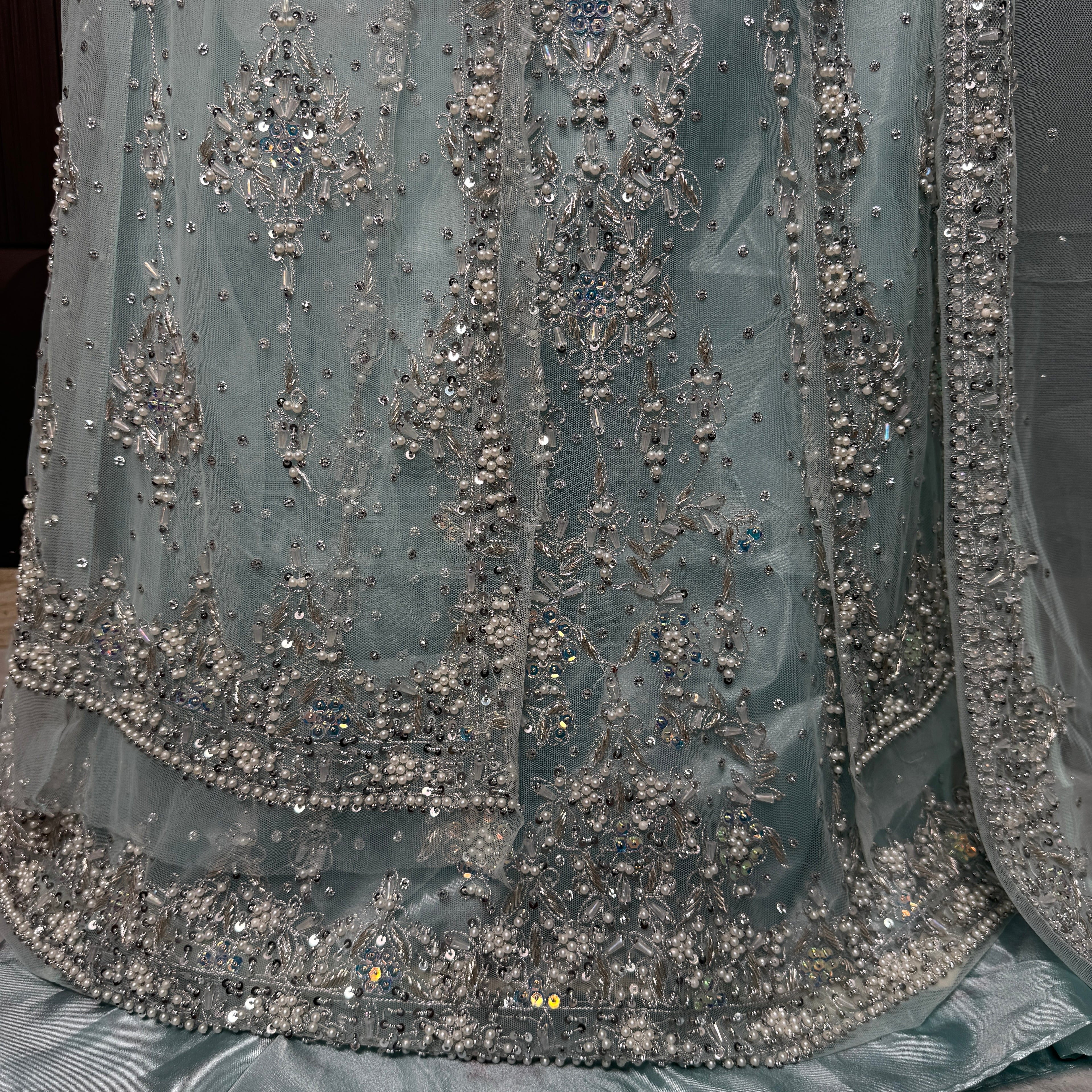 Bridal Maxi Hand Work Light Ice Blue - BM002