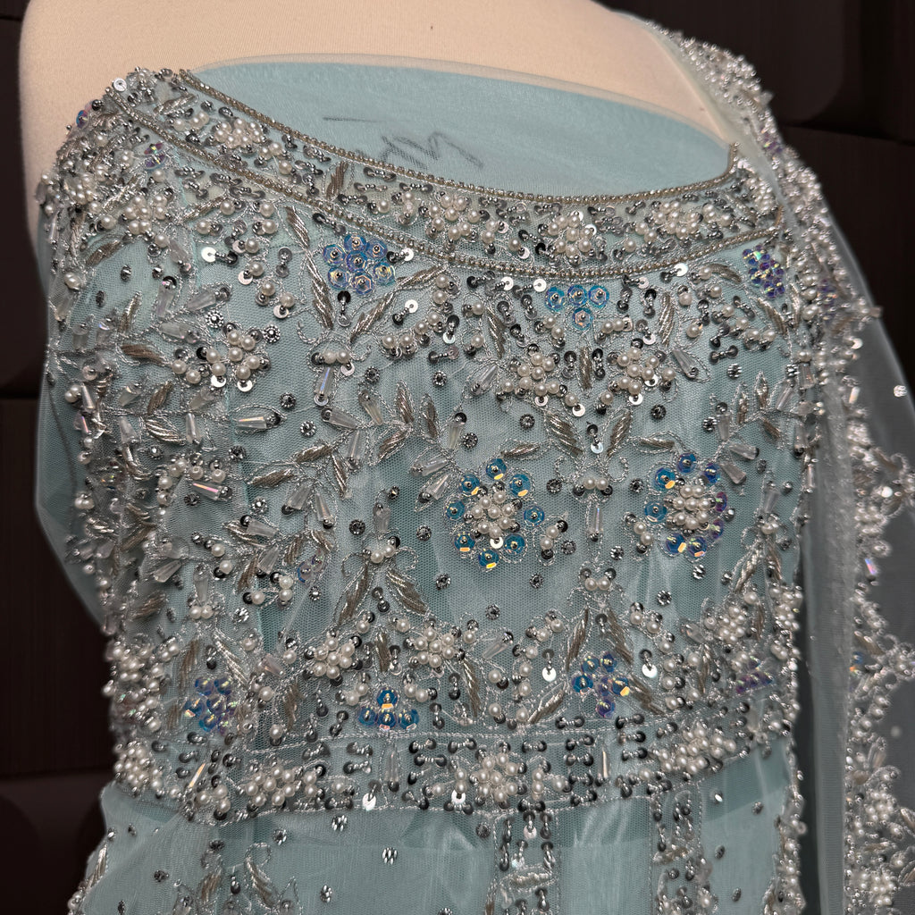 Bridal Maxi Hand Work Light Ice Blue - BM002