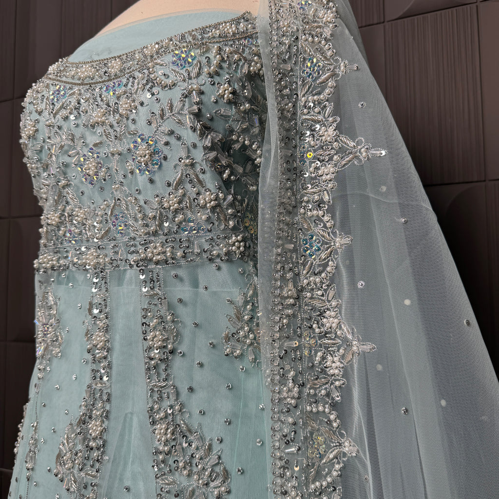 Bridal Maxi Hand Work Light Ice Blue - BM002