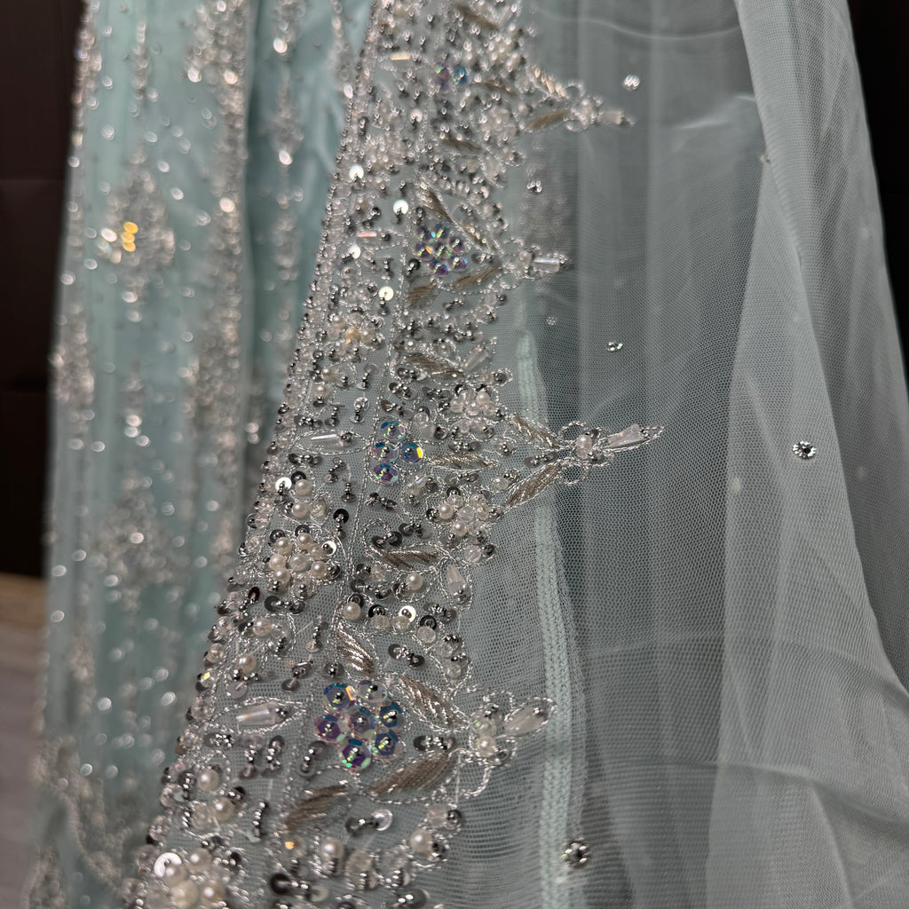 Bridal Maxi Hand Work Light Ice Blue - BM002