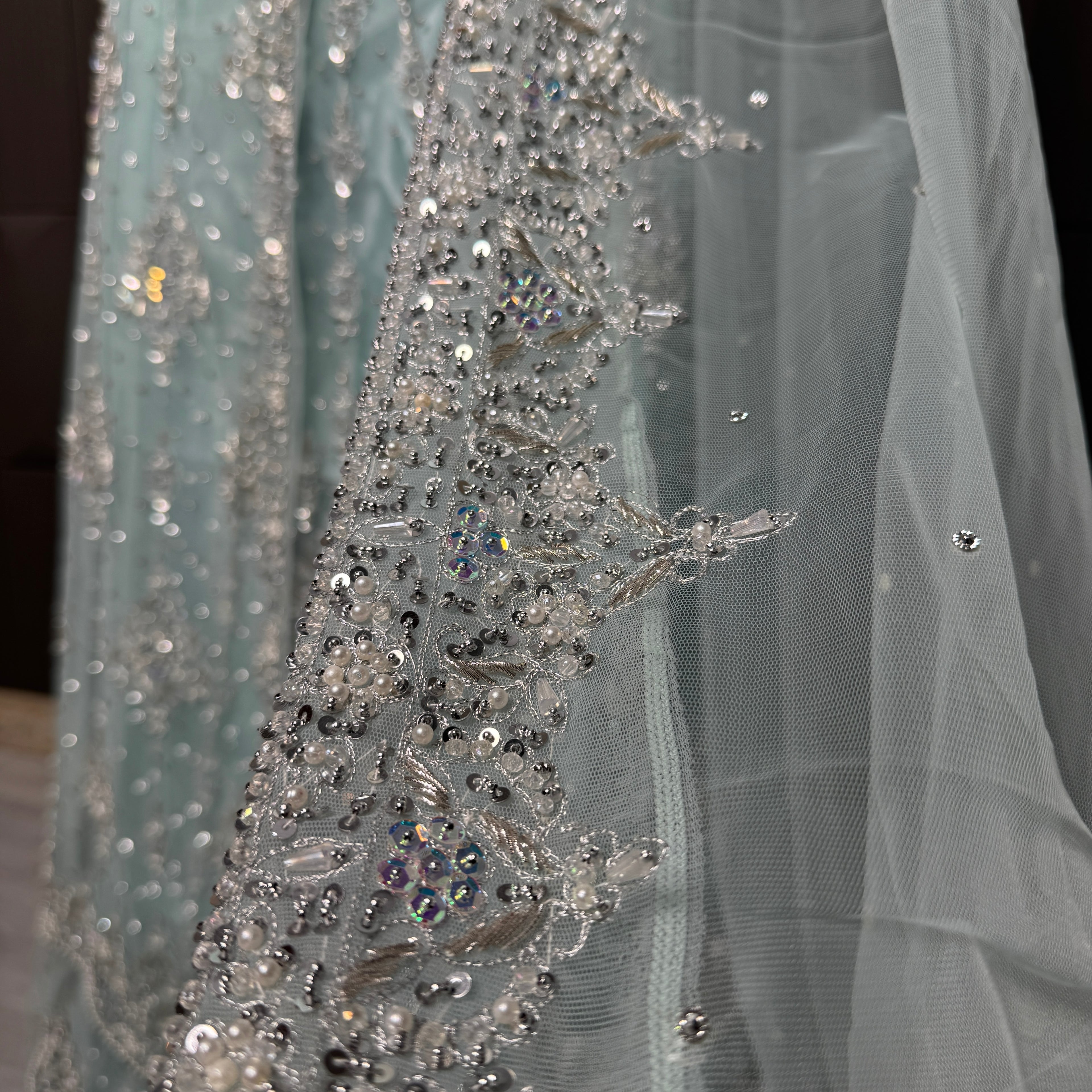 Bridal Maxi Hand Work Light Ice Blue - BM002