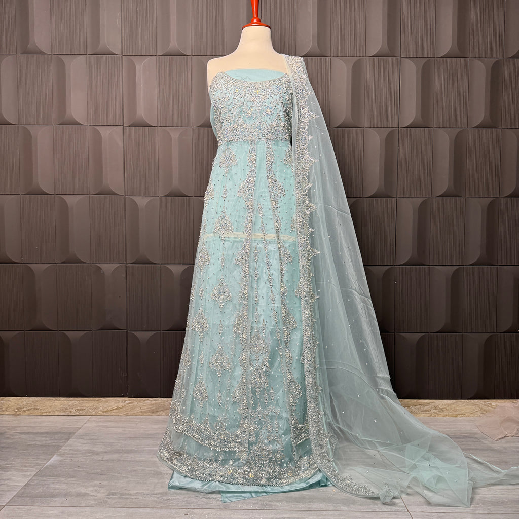 Bridal Maxi Hand Work Light Ice Blue - BM002