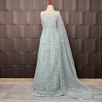 Bridal Maxi Hand Work Light Ice Blue - BM002