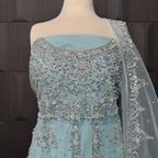 Bridal Maxi Hand Work Light Ice Blue - BM002