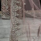 Bridal maxi for walima with price BM023 dupatta – light pink net one side heavy border matha patti boti work Pakistan
