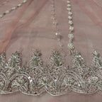 Bridal maxi for walima in Pakistan BM023 back view – light pink net with kora dabka sequins crystal hand work double inner
