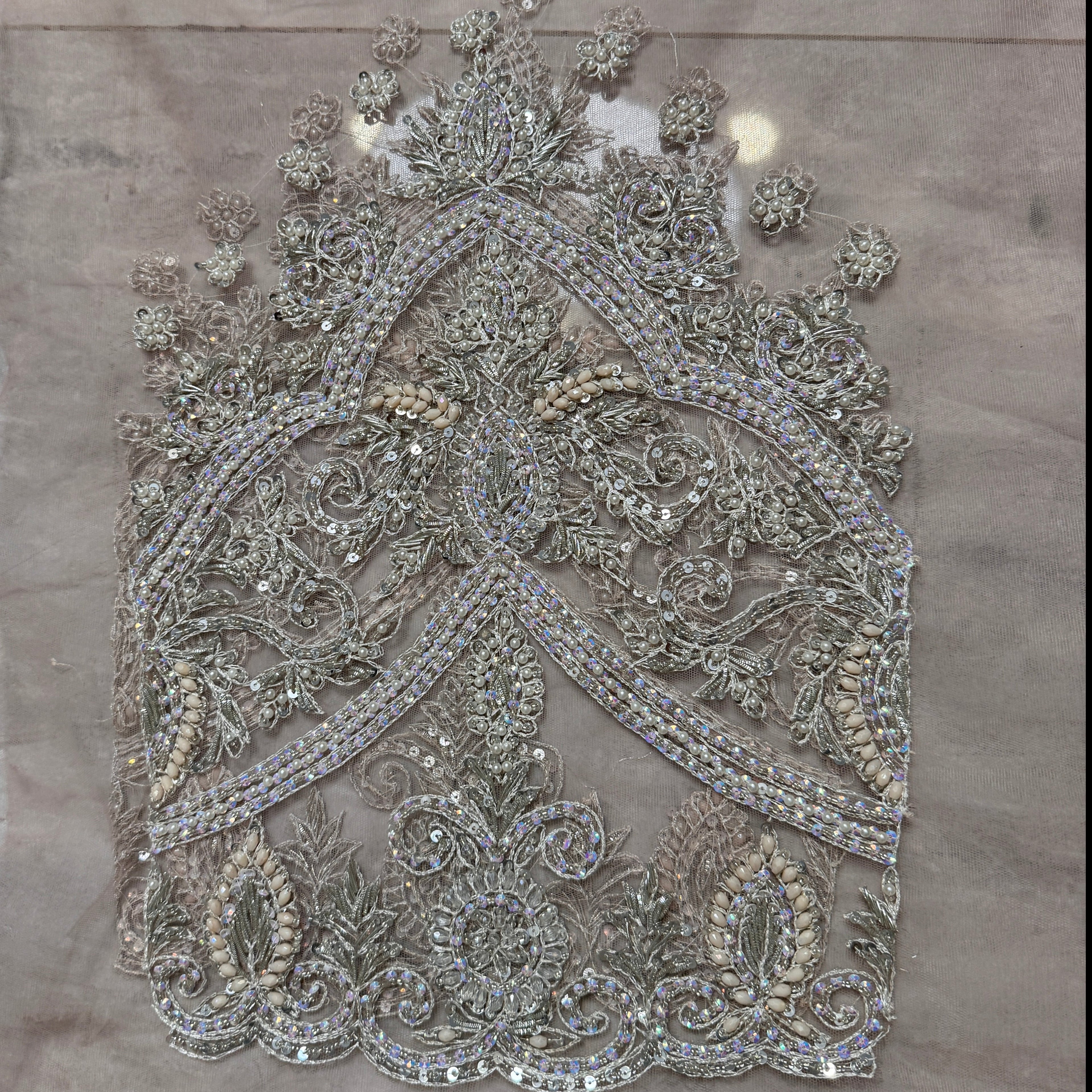 Bridal maxi for barat BM023 sleeves detail – heavy hand work on light pink net Pakistani maxi dress for wedding
