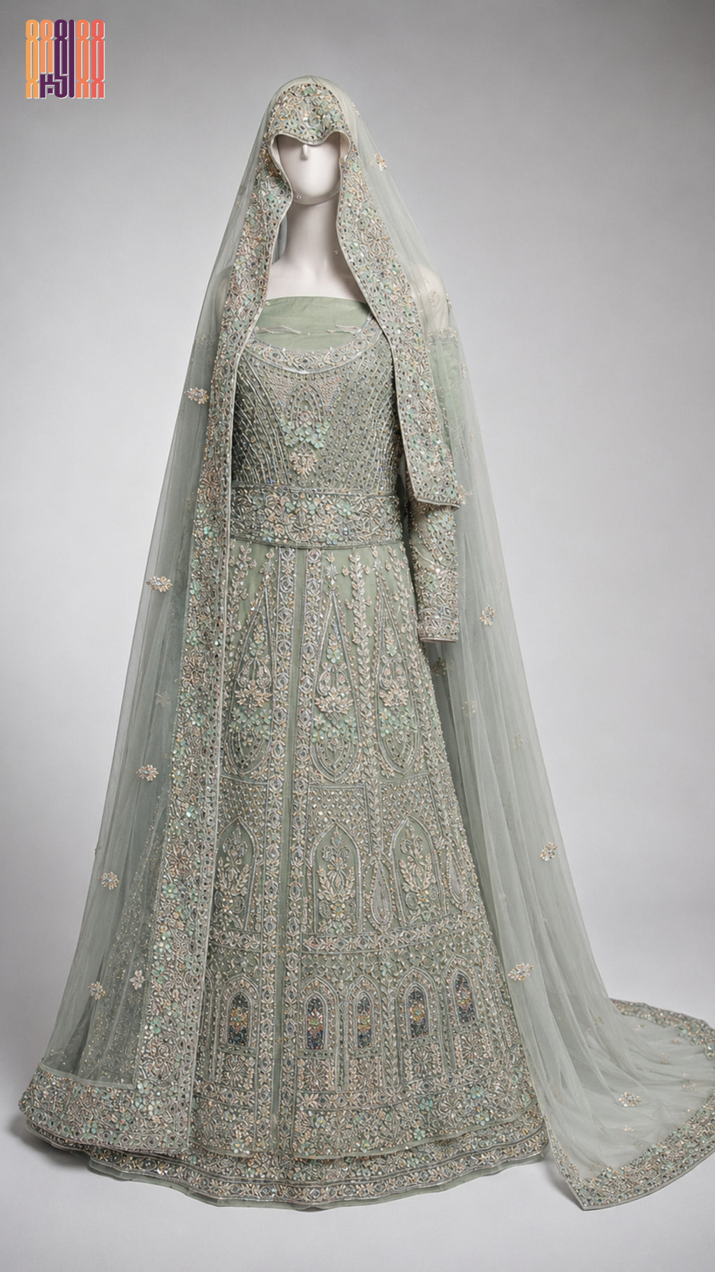 Bridal Maxi Hand Work Light Pista - BM007