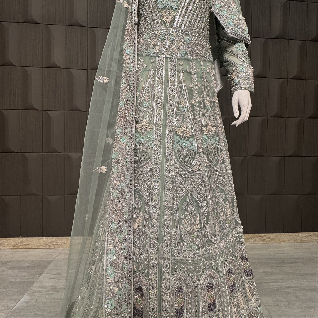 Bridal Maxi Hand Work Light Pista - BM007