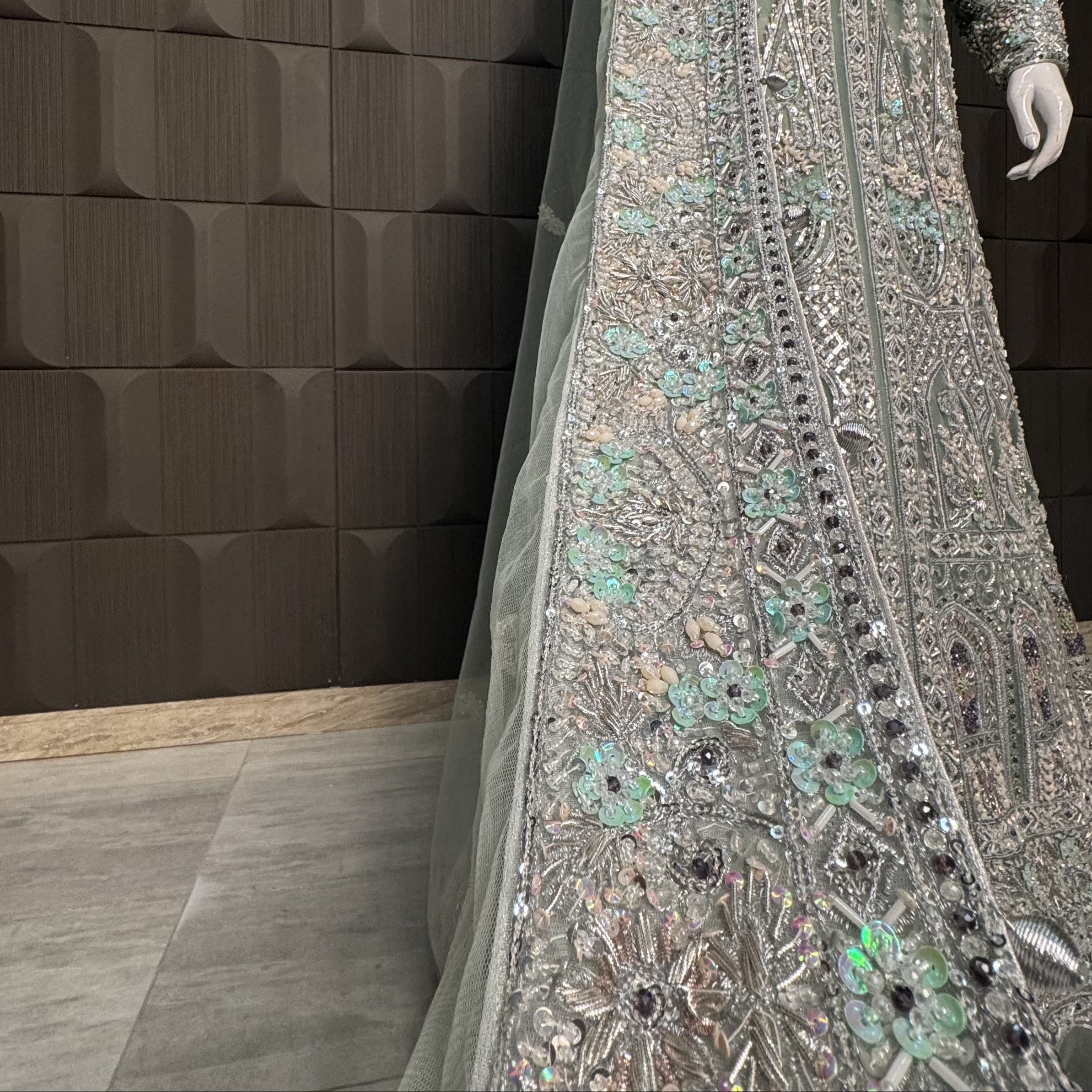 Bridal Maxi Hand Work Light Pista - BM007