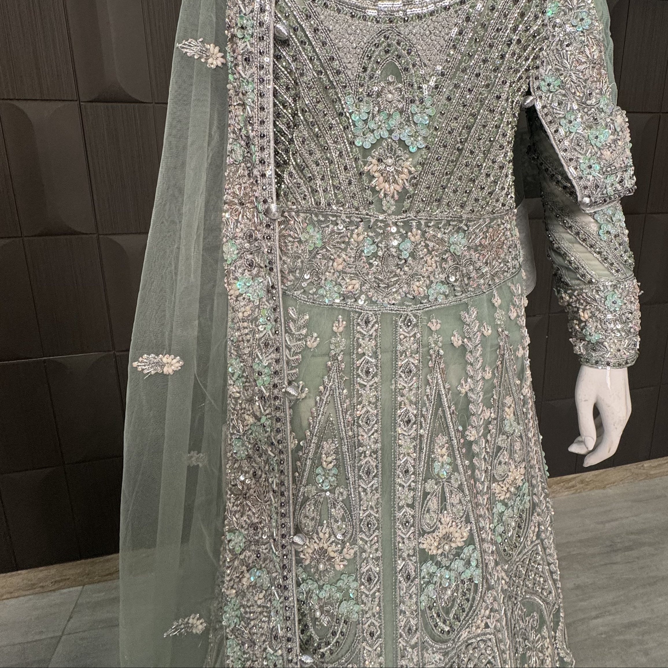 Bridal Maxi Hand Work Light Pista - BM007