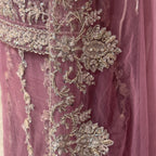Bridal maxi BM016 dupatta – lilac purple with heavy matha patti border and light three-side border Pakistani wedding maxi
