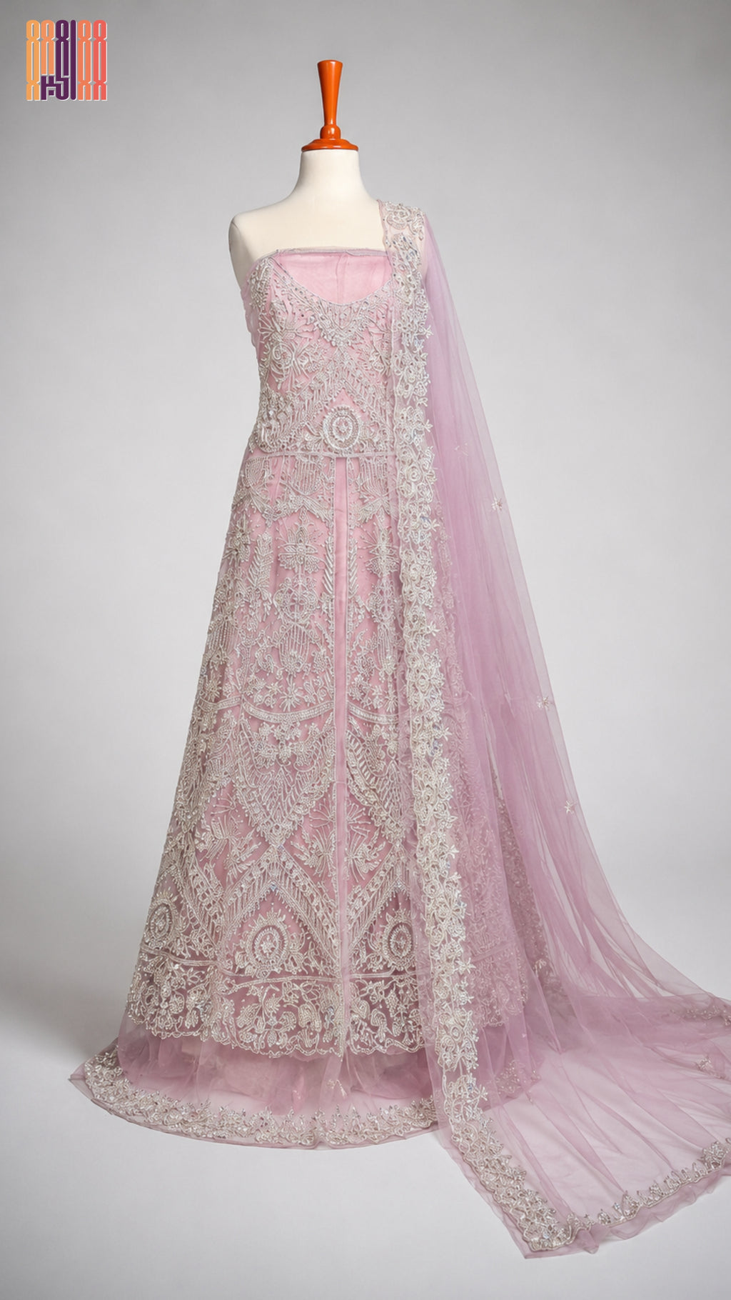 Bridal Maxi Hand Work Purple Back Tail - BM003