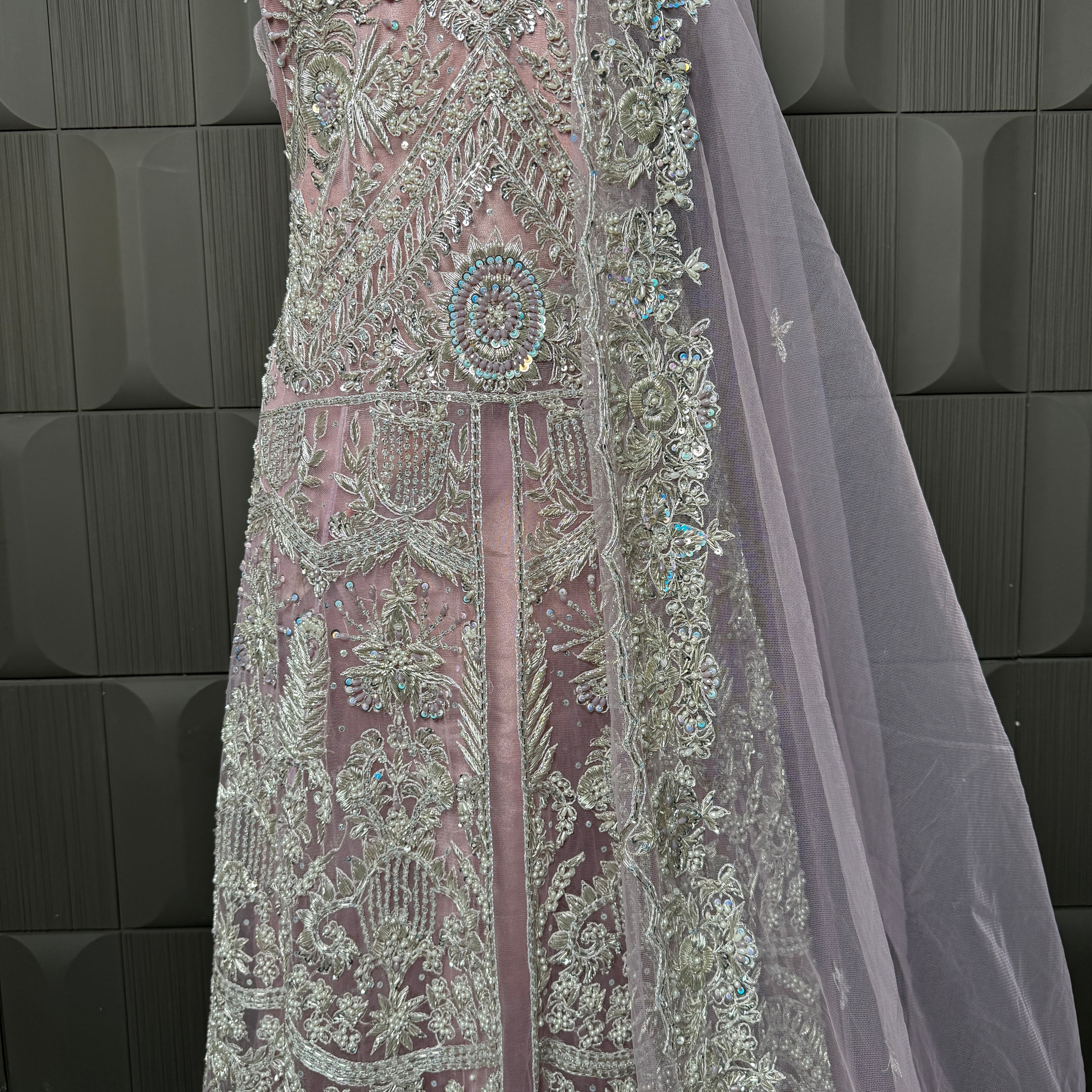 Bridal Maxi Hand Work Purple Back Tail - BM003