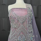 Bridal Maxi Hand Work Purple Back Tail - BM003